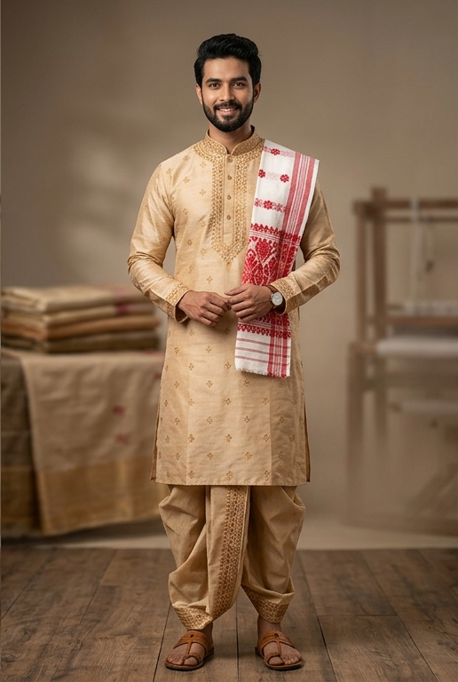 Men's Dhoti Kurta & Gamosa